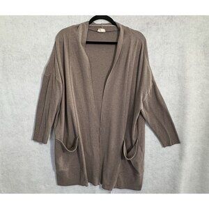 PACT Women Open Front Airplane Long Sleeve Cardigan Sweater Sz M/L Brown 91-10